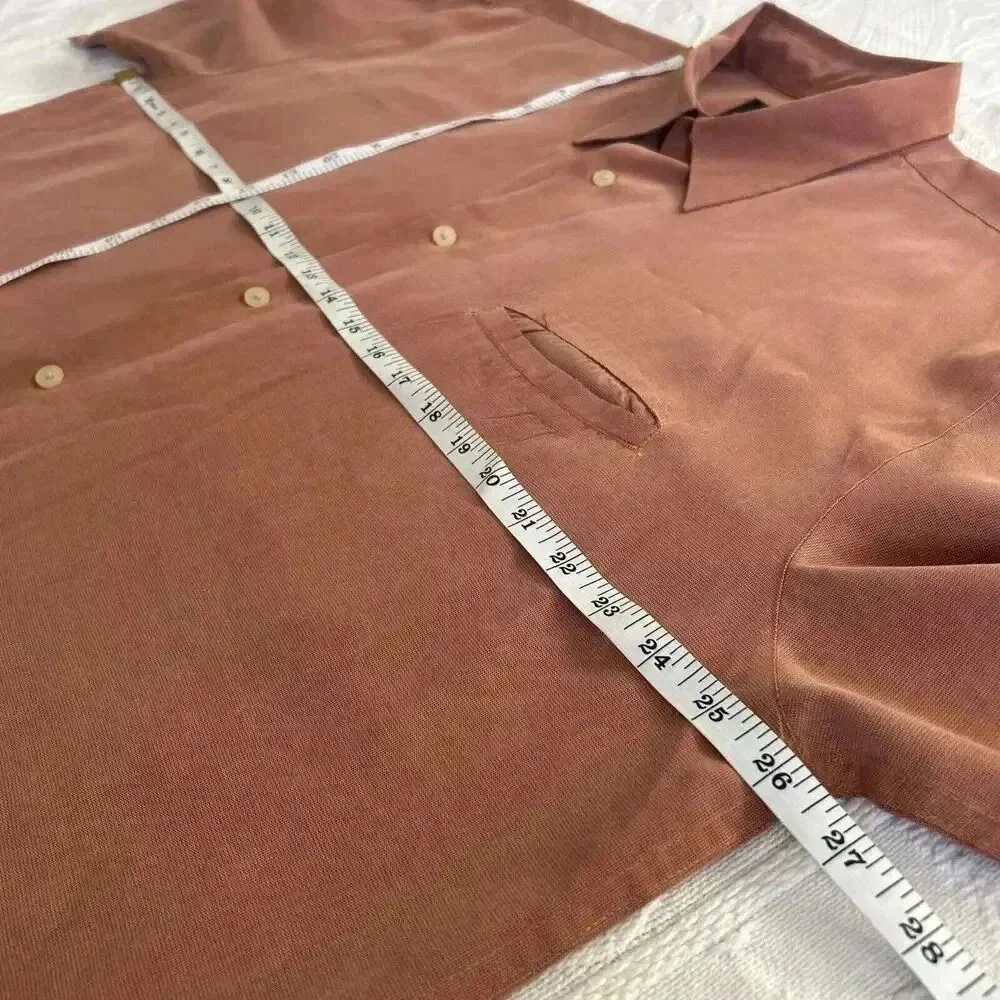 Weatherproof Men's Red Orange Soft Lightweight Short Sleeve Button Down Shirt XL
